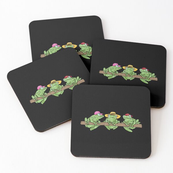 Item preview, Frogs With Hats Lounging On A Log Sticker designed and sold by janlzmaude.