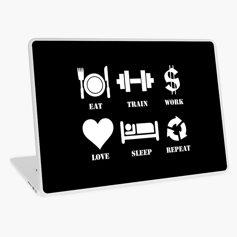 Eat Sleep Train Repeat Body Building Weights Gym Training Sweat Shirt Gift