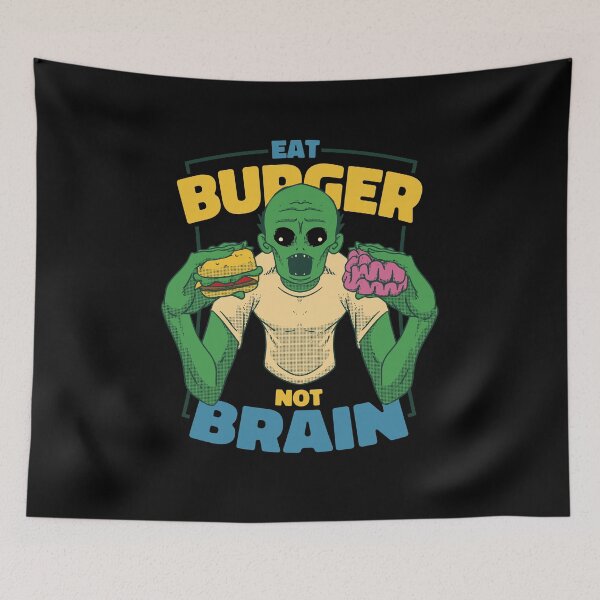 Item preview, Eat Burger Not Brain Funny Zombie Eating Brain And Burger  designed and sold by SereneSouls.