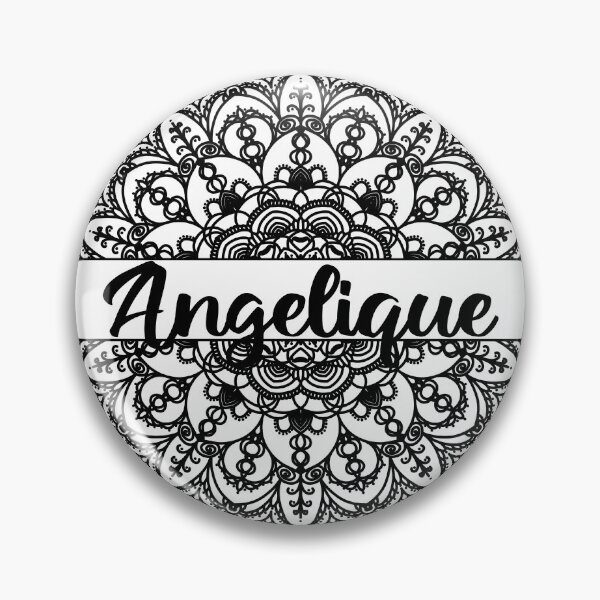Item preview, First name Angelique mandala in black designed and sold by felinefeelings.