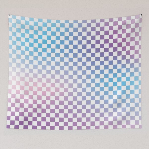 Item preview, trendy ombre tie dye checker checkerboard pattern background blue pink and purple designed and sold by MarzStudio.