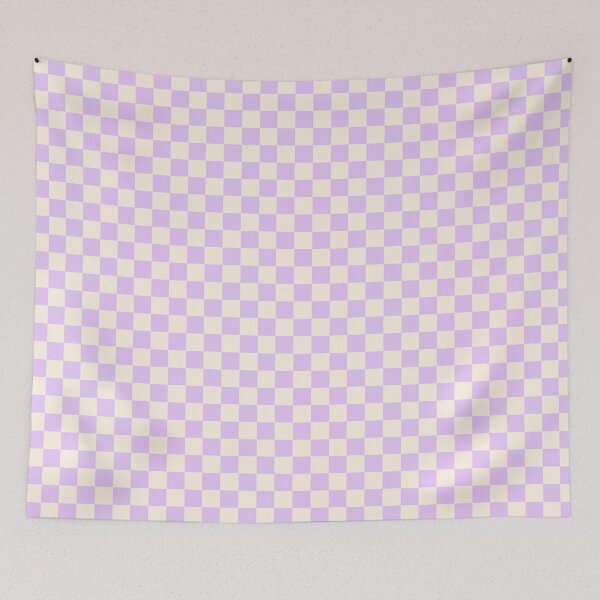 Artikelvorschau, Cremefarbenes Beige und Lavendel Checker Checkerboard Minimalist Backdrop Pattern entworfen und verkauft von MarzStudio.