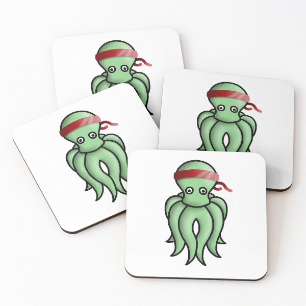 Item preview, green octopus with red headband designed and sold by octo-PS.