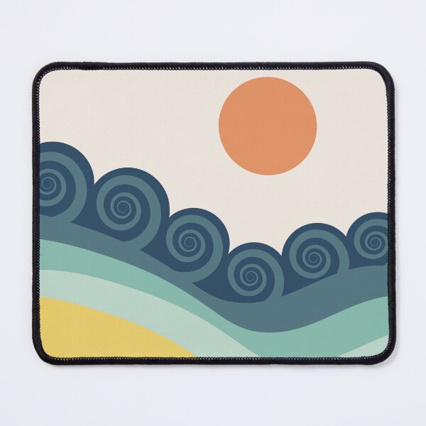 Vista previa del artículo con la obra «Olas del océano azul retro», diseñado y vendido por BattaAnastasia.
