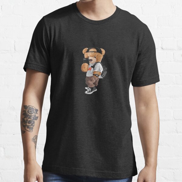 Street Style Teddy Bear Design Tee 100% Cotton Unisex T-Shirt