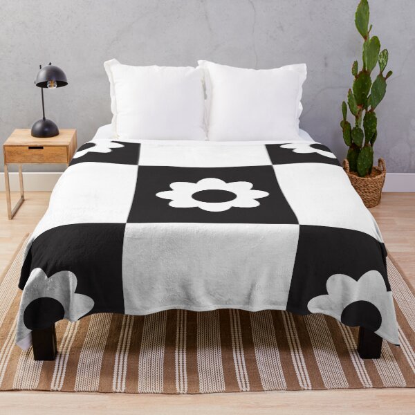 Item preview, Flowers Checker Pattern Black and White designed and sold by ValeriesGallery.