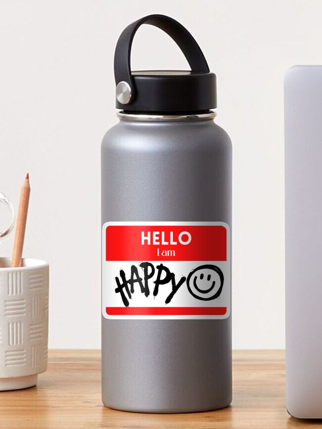 Pegatina «graffiti hola mi nombre es hola soy feliz con cara sonriente» de  rbmarket | Redbubble
