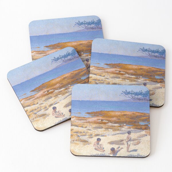 Item preview, Beach at Cabasson (1891–1892) painting in high resolution by Henri-Edmond Neo-impressionist painter designed and sold by TeeARTHY.