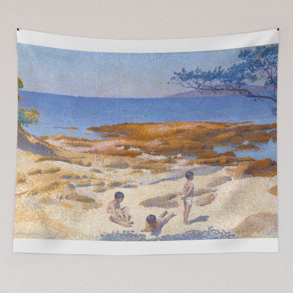 Item preview, Beach at Cabasson (1891–1892) painting in high resolution by Henri-Edmond Neo-impressionist painter designed and sold by TeeARTHY.