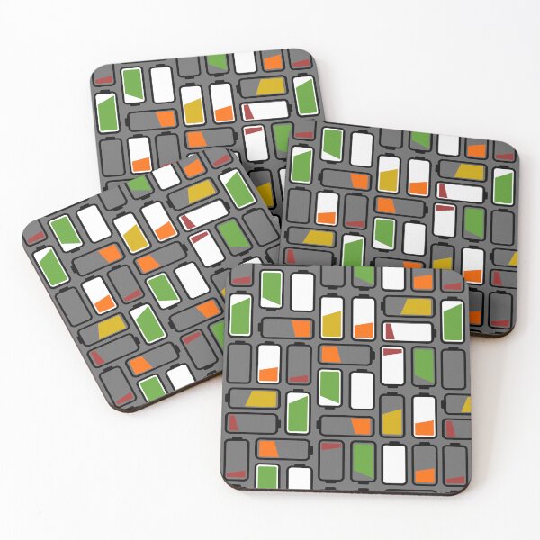 Item preview, icons batteries in green, orange, yellow, red on gray background designed and sold by PicturePatty.