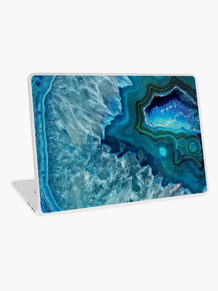 Teal Aqua Turquoise Blue Rock Agate Mineral Crystals Pattern Laptop Skin  for Sale by LC Graphic Design Studio