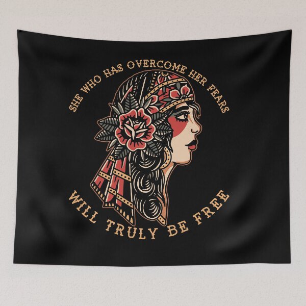 Item preview, She Who Has Overcome Her Fears, Old School, Neo Traditional Gypsy, Roma Traveller Tattoo designed and sold by Proverbial Wisdom Design.