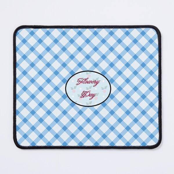 Item preview, "Flowery Day" slogan with flowers and blue and white gingham checks designed and sold by LV-creator.