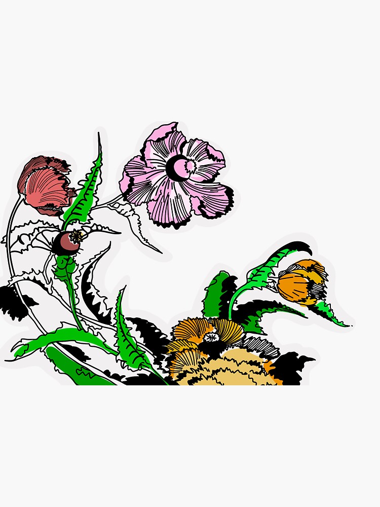 "Japanese print inspired corner art" Sticker for Sale by mrosania