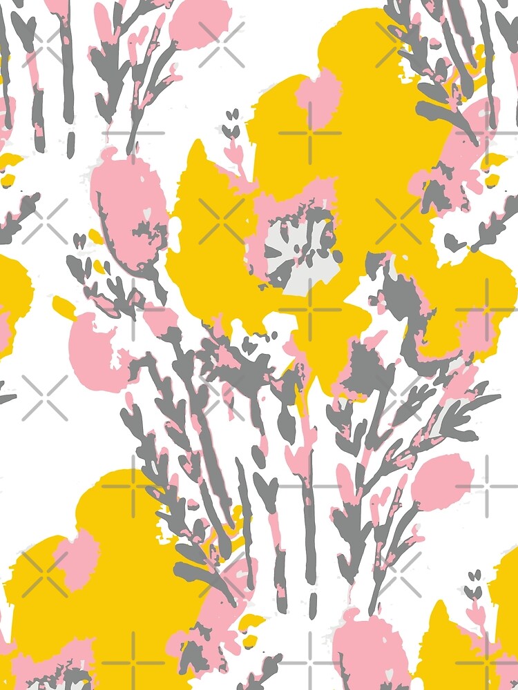 Abstract Flowers - Yellow Pink by whya