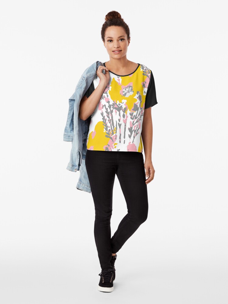 Alternate view of Abstract Flowers - Yellow Pink Chiffon Top