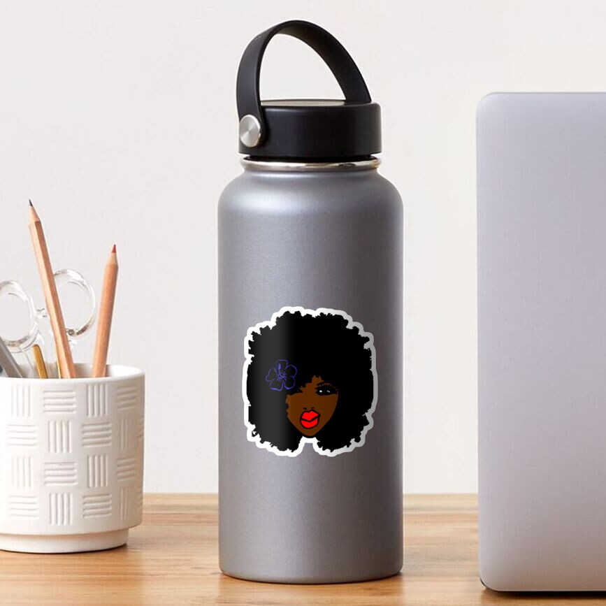 Brownskin curly Afro Natural Hair Flower Sticker