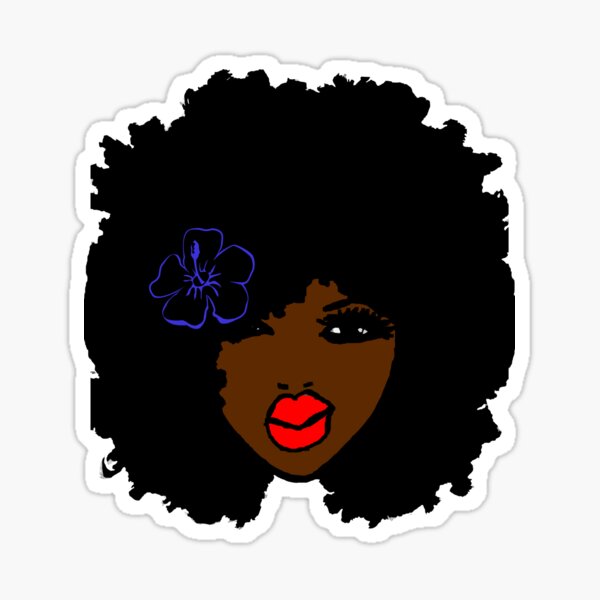 Brownskin curly Afro Natural Hair Flower Sticker