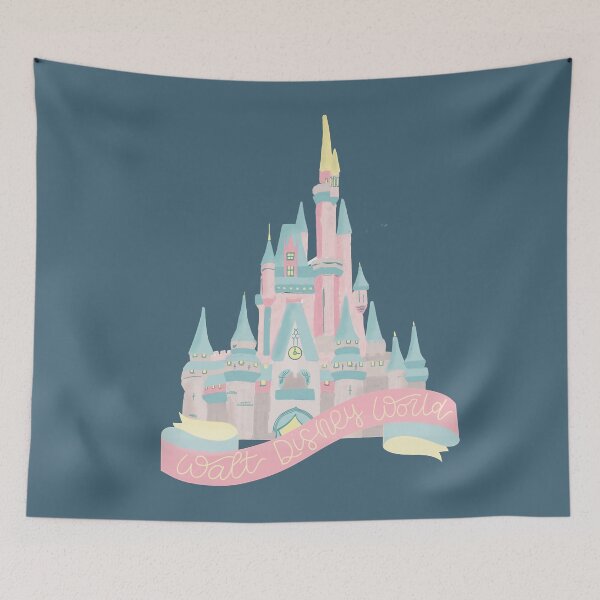Item preview, Magic Kingdom castle main street with banner designed and sold by MiterSilocs.