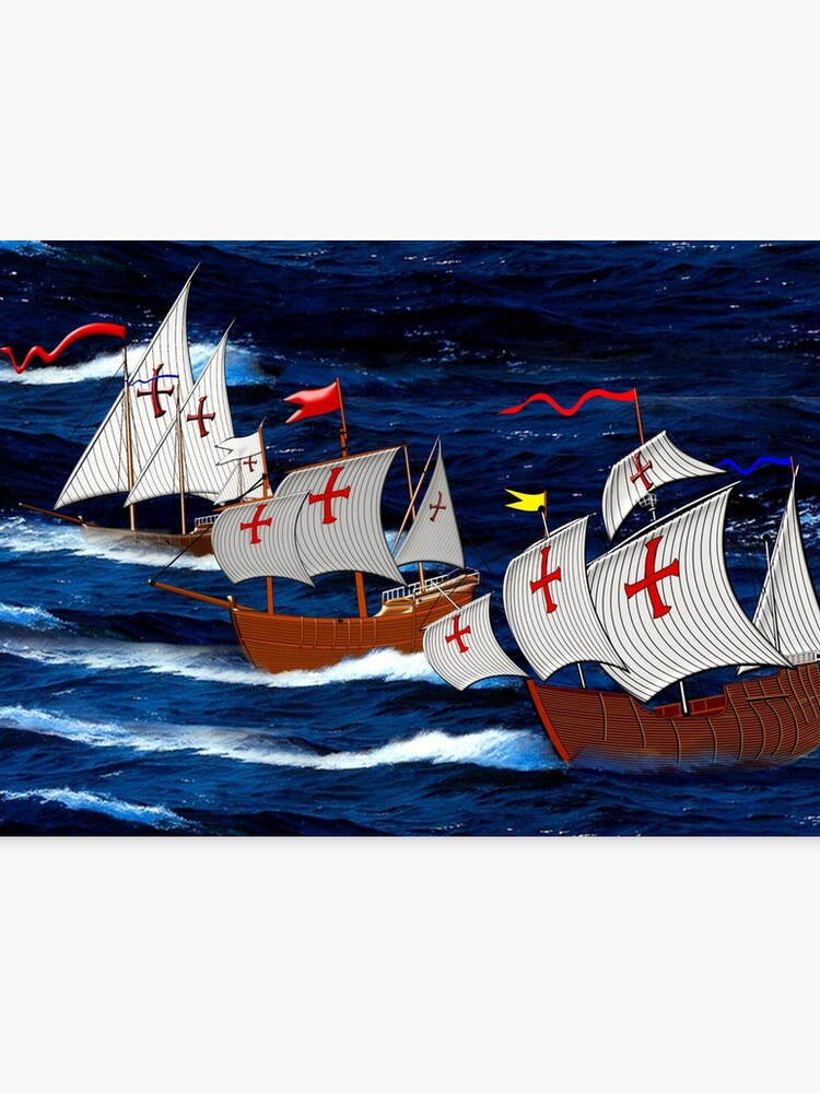 Nina Pinta And Santa Maria Christopher Columbus Ships 1492 Canvas Print - 