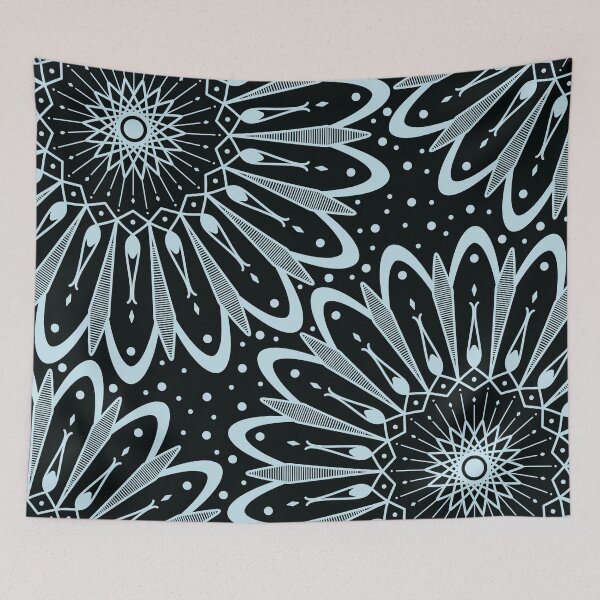Item preview, Light Turquoise Mandalas on Black designed and sold by humnoo.