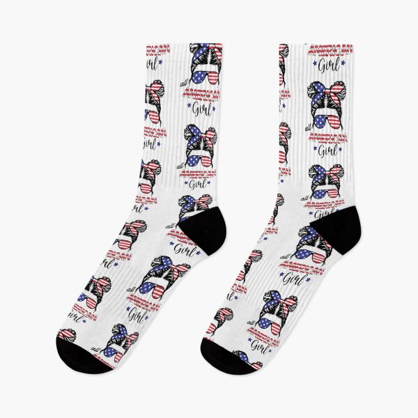Item preview, All American Girl 4th of July Daughter Messy Bun USA Flag designed and sold by clothesy7.