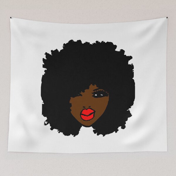 Item preview, Brown Skin Curly Natural Hair Flower Red Lips designed and sold by EllenDaisyShop.
