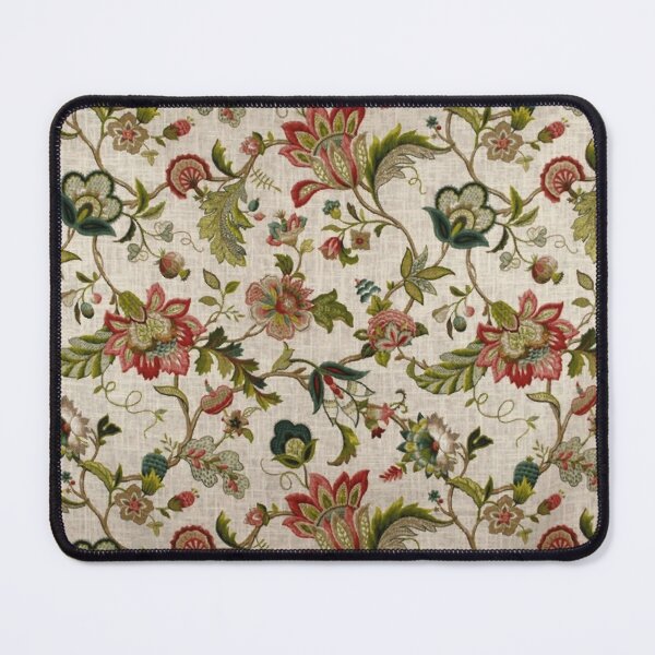 Item preview, Red Green Jacobean Floral Embroidery Pattern designed and sold by Vicky Brago-Mitchell®.