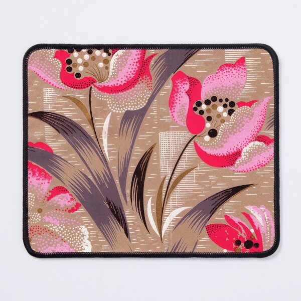 Item preview, Vintage French Wallpaper Pink and Black Flowers designed and sold by VintageABC.