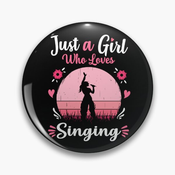 Item preview, Just A Girl Who Loves Singing Pink Retro Vintage gift idea designed and sold by HN-ART.