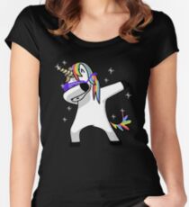 Dabbing Unicorn Shirt Dab Hip Hop Funny Magic Women's Fitted Scoop T-Shirt