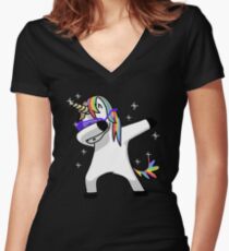 Camiseta entallada de cuello en V Dabbing Unicorn Shirt Dab Hip Hop Funny Magic