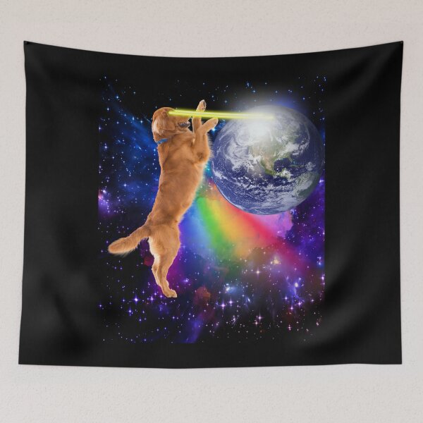 Item preview, Space Dog Laser Eyes Rainbow Funny Meme Dog designed and sold by AlexaTees.