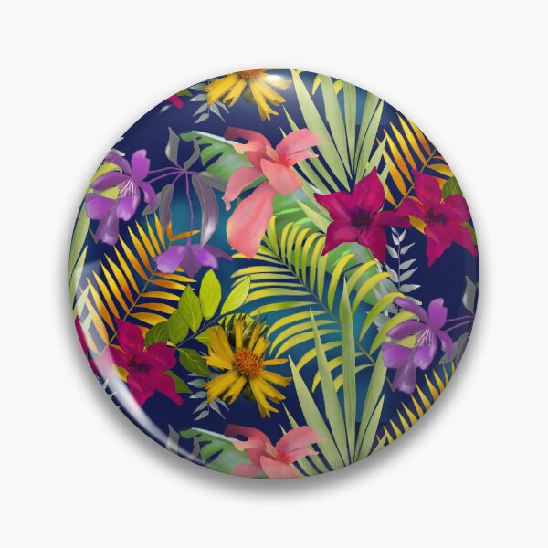 Item preview, Tropical islands exotic flowers and leaves pattern with dark blue background designed and sold by ZeinabTaha.