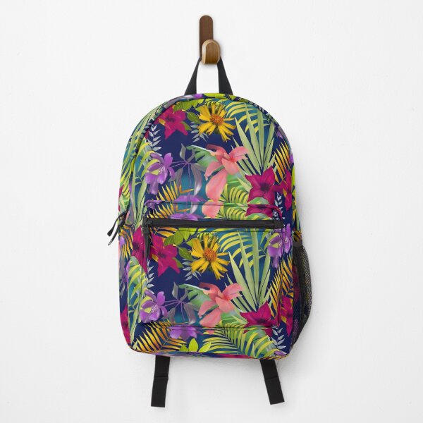 Item preview, Tropical islands exotic flowers and leaves pattern with dark blue background designed and sold by ZeinabTaha.