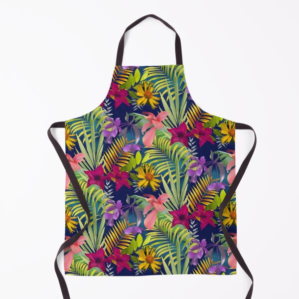 Item preview, Tropical islands exotic flowers and leaves pattern with dark blue background designed and sold by ZeinabTaha.