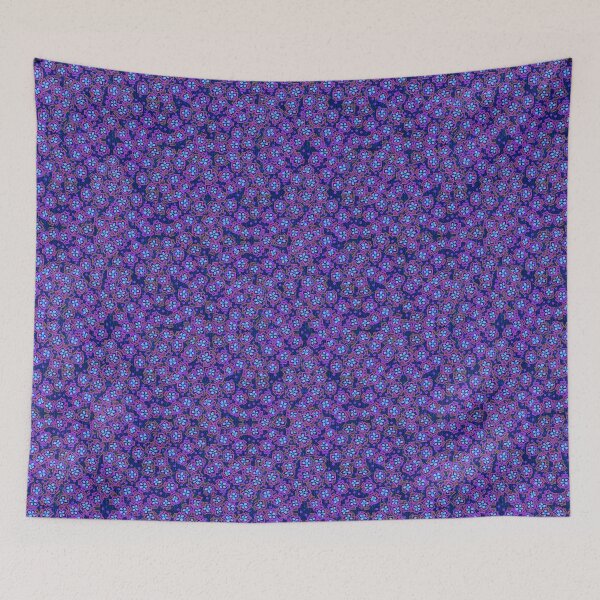 Item preview, Spring Blossom Millefiori Rustic Floral Pattern Blue Magenta designed and sold by Julia Khoroshikh.