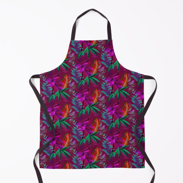 Item preview, tropical heaven trendy exotic floral pattern, leaves and flowers tropical pattern, botanical illustration, red floral illustration designed and sold by ZeinabTaha.