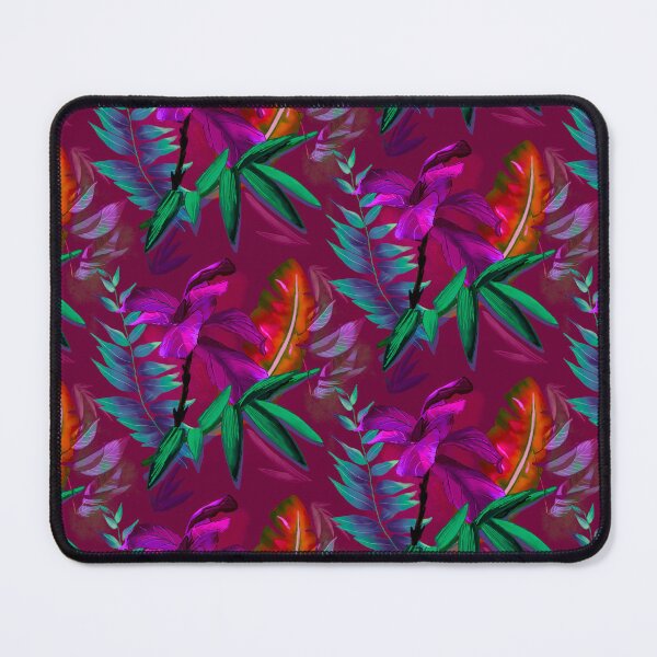 Item preview, tropical heaven trendy exotic floral pattern, leaves and flowers tropical pattern, botanical illustration, red floral illustration designed and sold by ZeinabTaha.