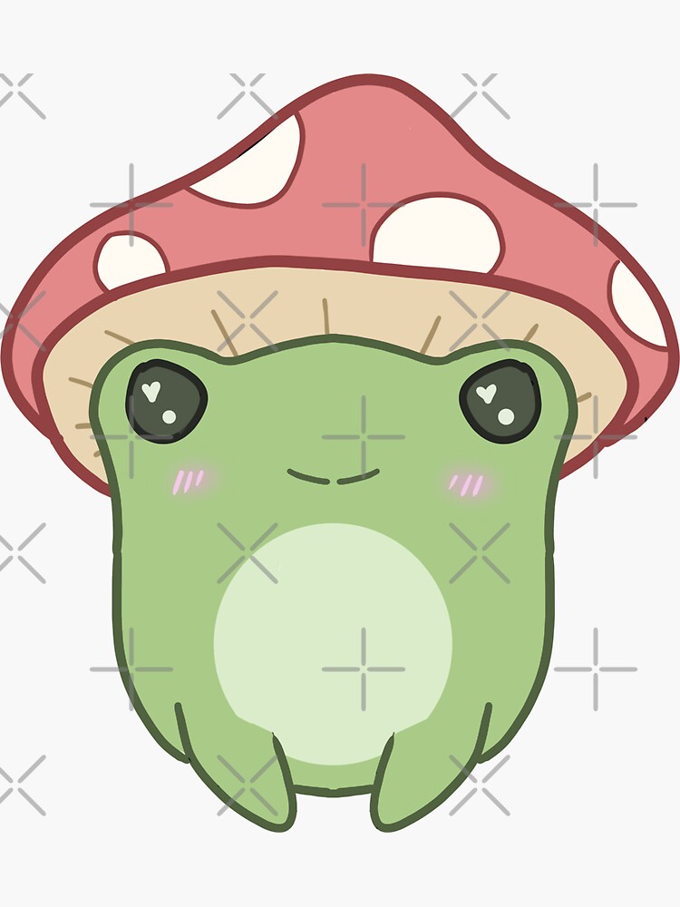 Cute Frog with Mushroom Kawaii Chibi Watercolor Graphic · Creative Fabrica