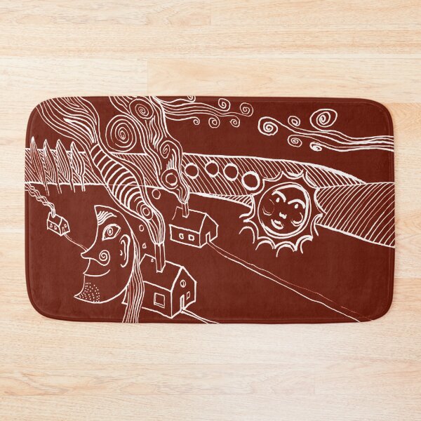 Item preview, the sun and the moon descended on the village in brown designed and sold by Istvan Ocztos.