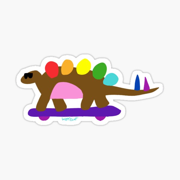 gay pride skater stegosaurus Sticker