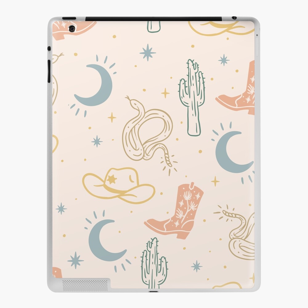 HOWDY HOWDY HOWDY YALL, Western Pattern Cowgirl Rodeo Prick Cowboy Boot  Cowgirl Hat Moon Stars Desert Night, White Background iPad Case & Skin  for Sale by PEARROT