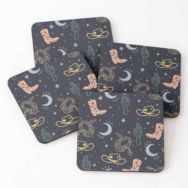 Item preview, HOWDY HOWDY HOWDY YALL | Western Pattern Cowgirl Rodeo Prick Cowboy Boot Cowgirl Hat Moon Stars Desert Night | Navy Blue Background designed and sold by PEARROT.