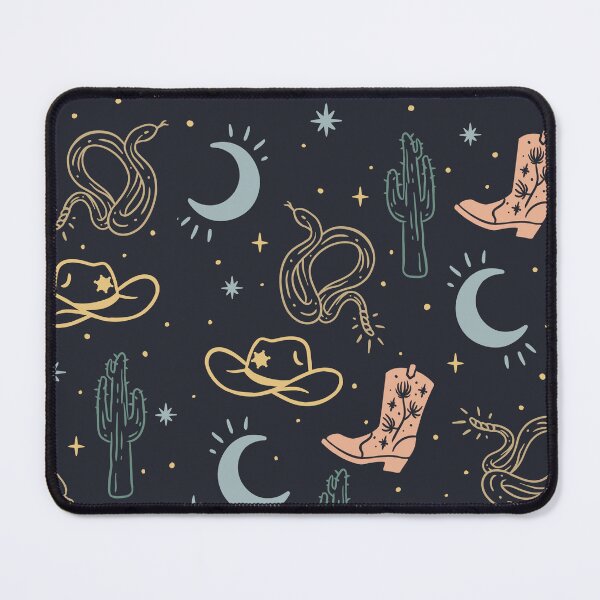 Item preview, HOWDY HOWDY HOWDY YALL | Western Pattern Cowgirl Rodeo Prick Cowboy Boot Cowgirl Hat Moon Stars Desert Night | Navy Blue Background designed and sold by PEARROT.