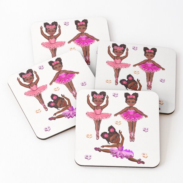 Item preview, African American, Black ballerina girls with corn rows ballet dancing 3 !  black girl with Afro hair and dark brown skin wearing a pink tutu. Love Ballet designed and sold by Artonmytee.