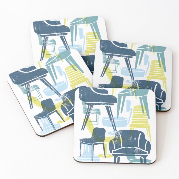 Item preview, Mid-Century Modern Chairs in Overlapping Retro Colors designed and sold by moosemtndesign.