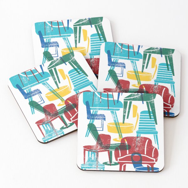 Item preview, Mid-Century Modern Chairs in Overlapping Fiesta Colors designed and sold by moosemtndesign.
