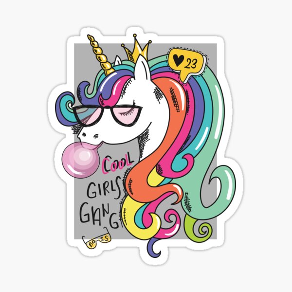 "Stylish unicorn with sunglasses and bubble gum" Sticker for Sale by ...