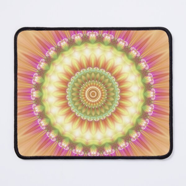 Item preview, Beauty Mandala 01 in Pink, Yellow, Green and White designed and sold by Kelly Dietrich Mandala & Fractal Art.